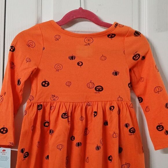 Cat & Jack orange long sleeve Halloween pumpkin jack o lantern dress  Sz… - Picture 8 of 8